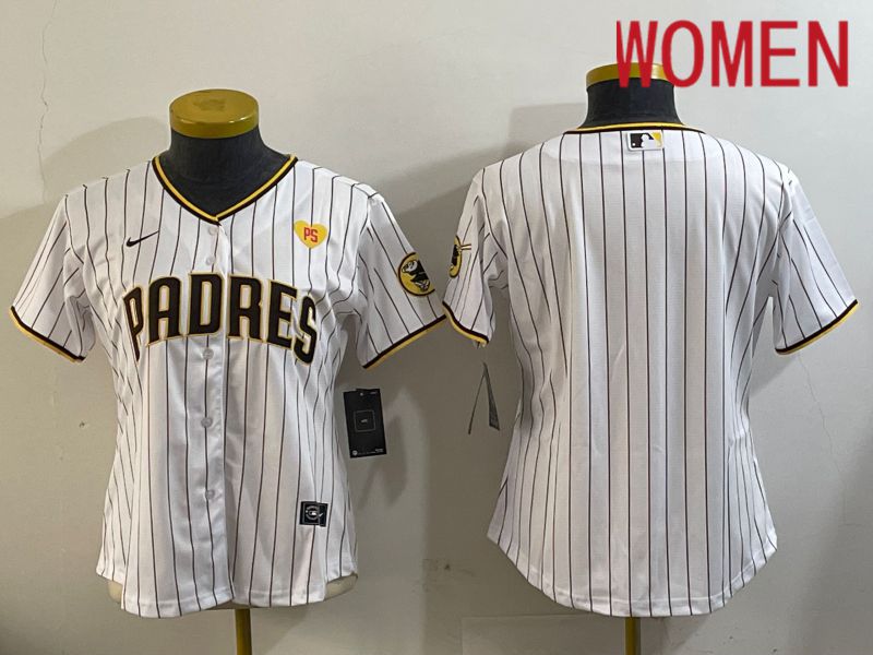 Women San Diego Padres Blank White Stripe Game 2024 Nike MLB Jersey style 11202->women mlb jersey->Women Jersey